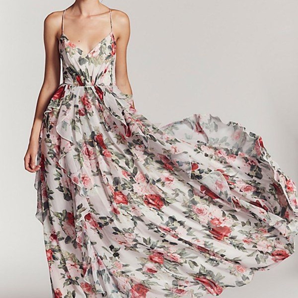 Fame and Partners x Free People Queen Anne Floral Ruffle Maxi